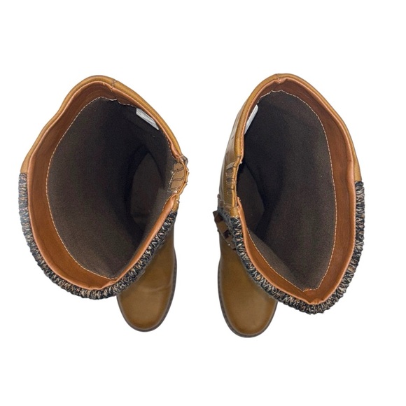 Muk Luks Tall Brown Knit Buckle Boots Boho Indie Cozy Fall Festival Size 10 - Picture 5 of 14